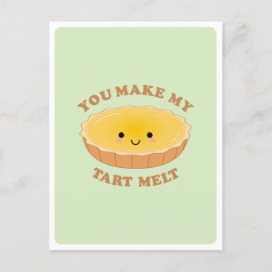 Postal Cute Kawaii Tarta De Huevo Pun Amor Cotización Sal