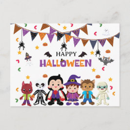 Postal Cute Kids Halloween Fiesta de disfraces