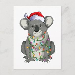 Postal Cute koala en las luces de los navidades