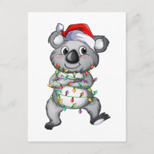 Postal Cute koala en las luces de los navidades