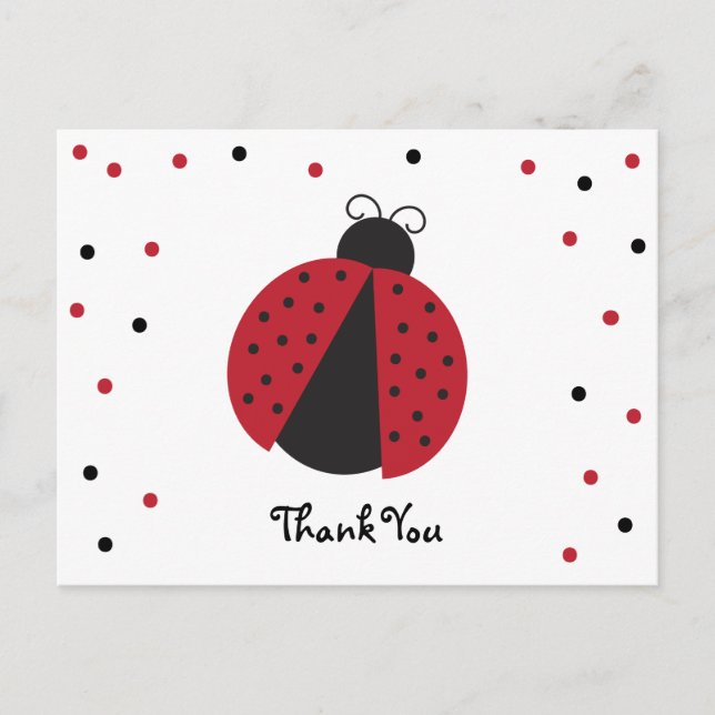 Postal Cute Lady Bug Cumpleaños Gracias (Anverso)