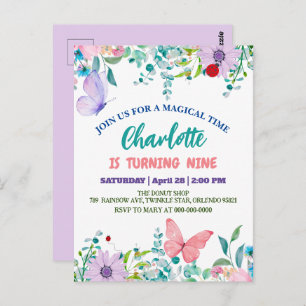 Postal Cute Ladybug Polka punto floral Flor nombre de cum