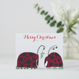Postal Cute Ladybugs Y Mistletoe