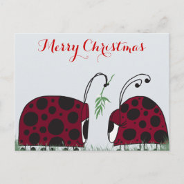 Postal Cute Ladybugs Y Mistletoe