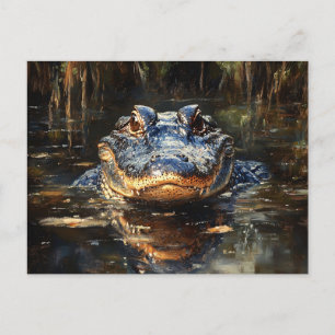 Postal Cute lagarto en la pintura de los Everglades de Fl