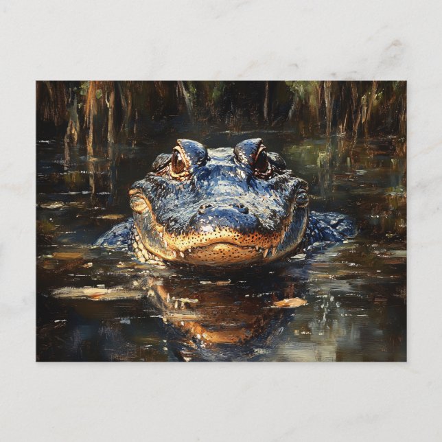 Postal Cute lagarto en la pintura de los Everglades de Fl (Anverso)