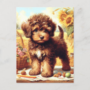 Postal Cute Lagotto Romagnolo Pintura
