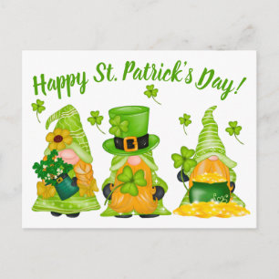 Postal Cute Leprechaun Gnome Feliz Día de San Patricio