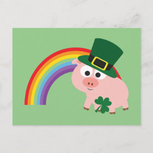Postal Cute Leprechaun Pig