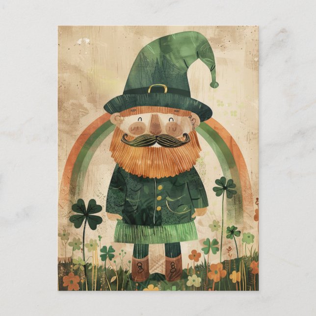 Postal Cute Leprechaun Watercolor St. Patrick's Day  (Anverso)