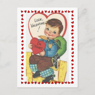 Postal Cute Little Cowboy Vintage Valentine