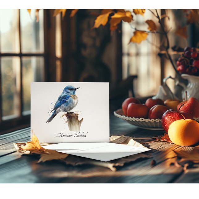 Postal Cute Little Mountain Bluebird Watercolor, personal (Subido por el creador)