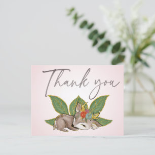 Postal Cute Little Oh Deer Vegetación Amigos Salvajes del