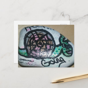 Postal Cute Little Painted Rock Sigue Adelante Caracol
