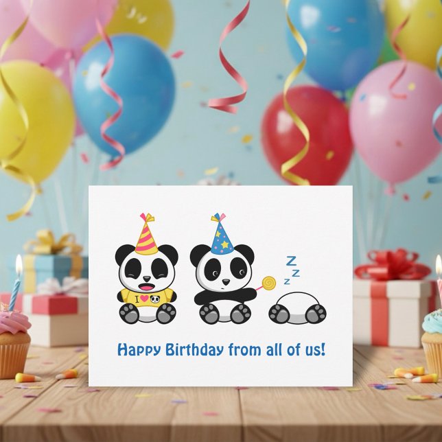 Postal Cute Little Pandas on White Birthday from All (Subido por el creador)