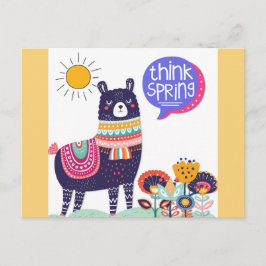 Postal Cute Llama Think Spring