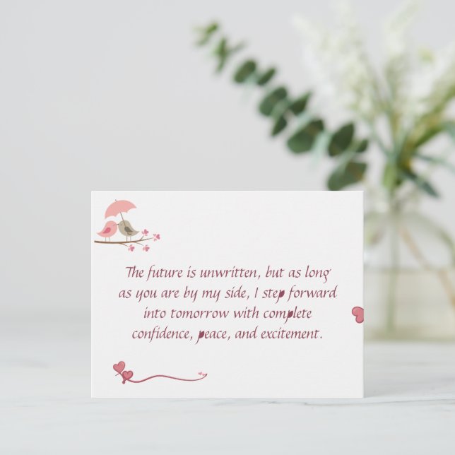 Postal Cute Love Birds Postcard | Shared Future & Growth  (Anverso de pie)