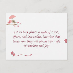 Postal Cute Love Birds Postcard Shared Future & Growth