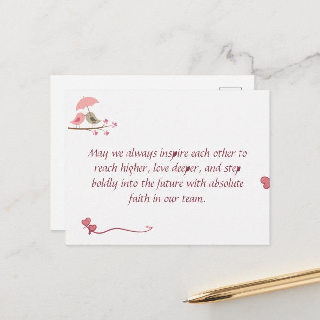 Postal Cute Love Birds Postcard | Shared Future & Growth  (Anverso/Reverso In Situ)