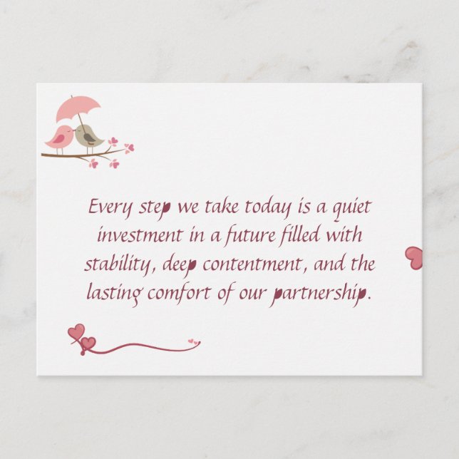 Postal Cute Love Birds Postcard | Shared Future & Growth  (Anverso)