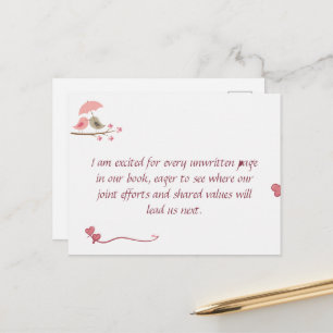 Postal Cute Love Birds Postcard Shared Future & Growth