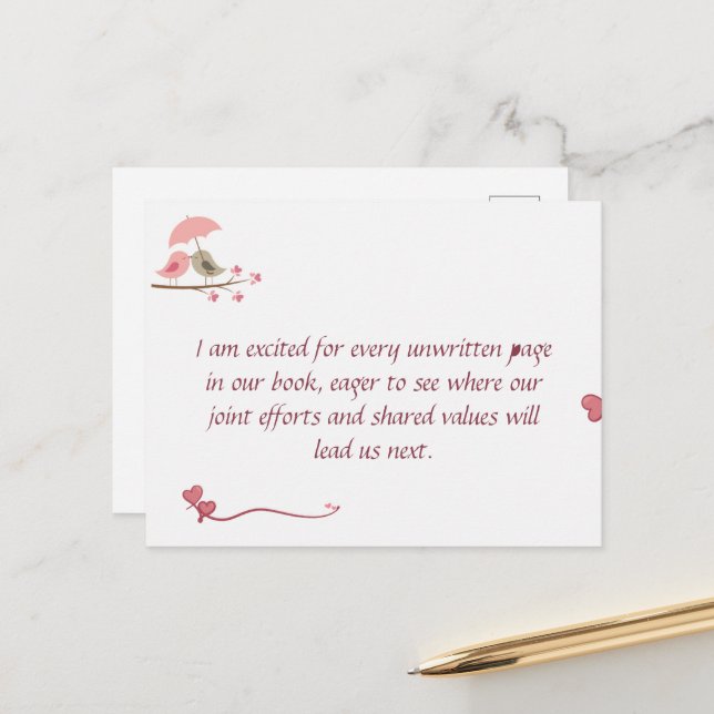 Postal Cute Love Birds Postcard | Shared Future & Growth  (Anverso/Reverso In Situ)