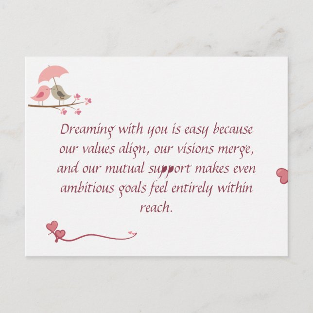 Postal Cute Love Birds Postcard | Shared Future & Growth  (Anverso)
