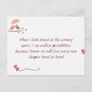 Postal Cute Love Birds Postcard Shared Future & Growth