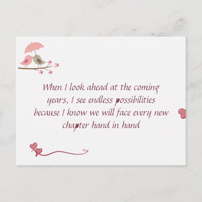 Postal Cute Love Birds Postcard | Shared Future & Growth  (Anverso)
