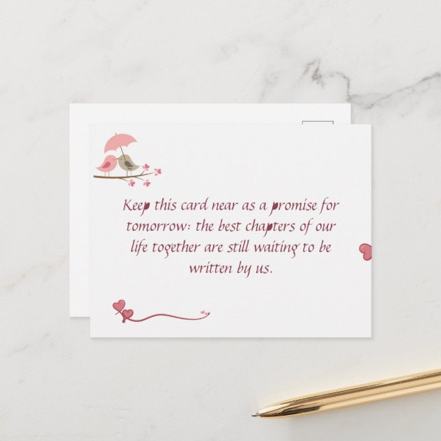 Postal Cute Love Birds Postcard | Shared Future & Growth  (Anverso/Reverso In Situ)