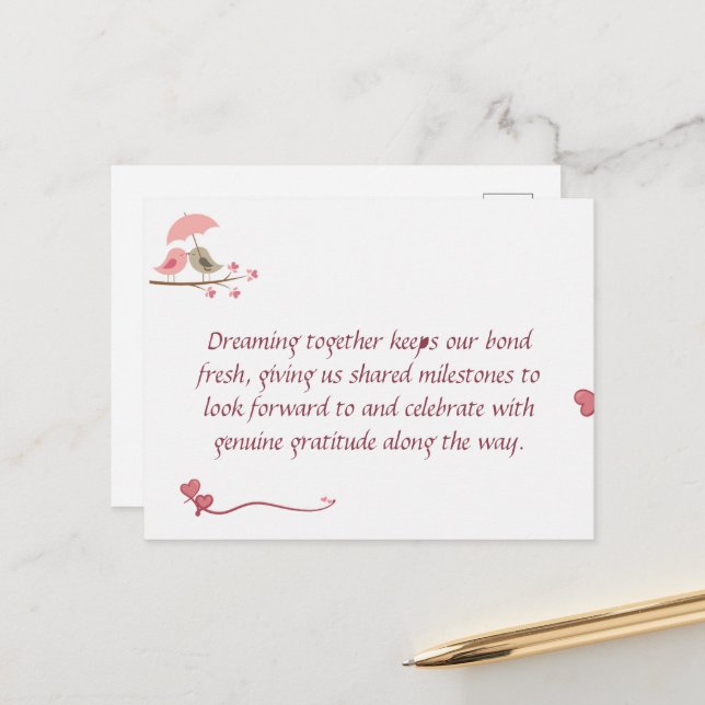 Postal Cute Love Birds Postcard | Shared Future & Growth  (Anverso/Reverso In Situ)