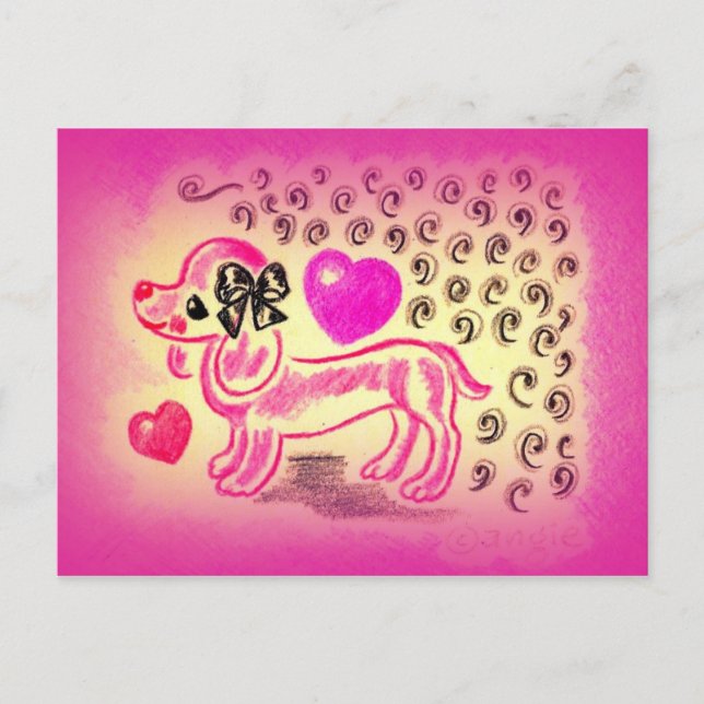 Postal Cute Love Dachshund (Anverso)