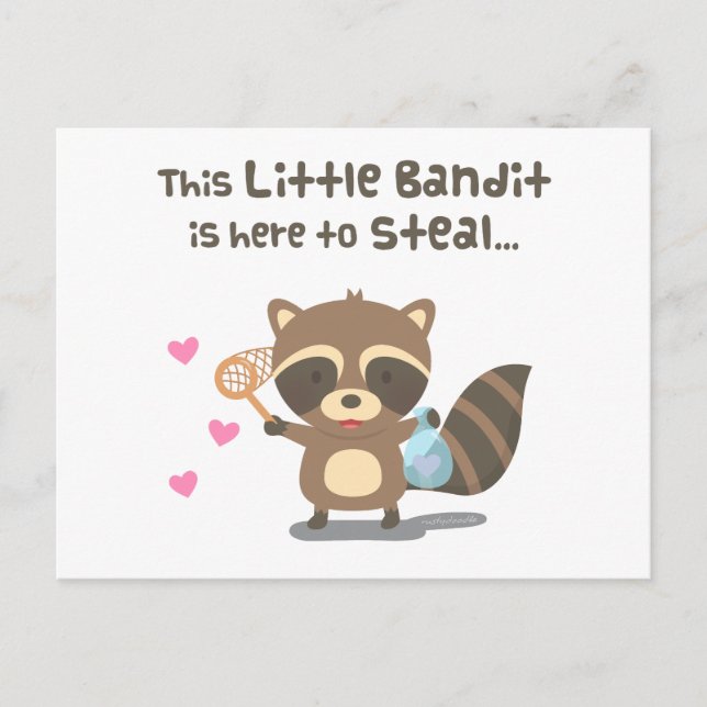 Postal Cute Love Little Masked Bandit Raccoon (Anverso)