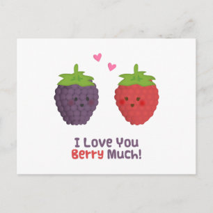 Postal Cute Love You Berry Much Pun Humor