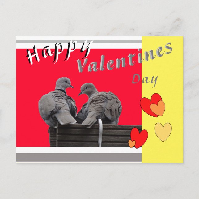 Postal Cute Lovebirds Valentines Day Postcard (Anverso)