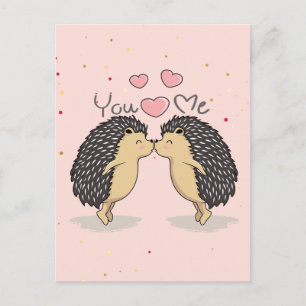 Postal Cute Lovely Kissing Hedgehogs