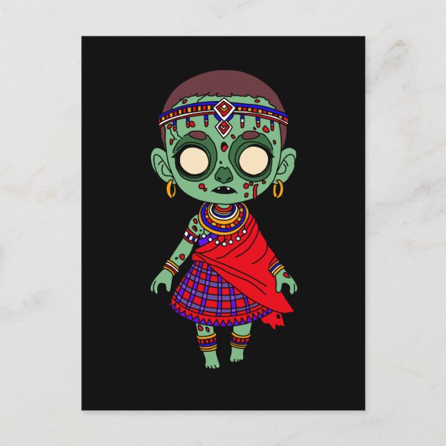 Postal Cute Maasai Zombie (Anverso)