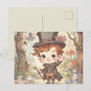 Postal Cute Mad Hatter Whimsical Wonderland Woodland Art