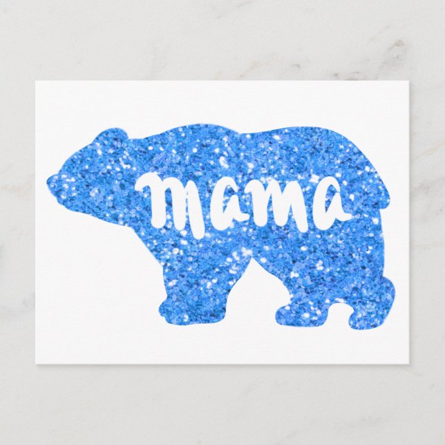Postal Cute Mama con diseño brillante azul para ella (Anverso)
