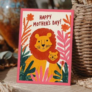 Postal Cute Mama Leona y su cachorro Día de la Madre Botá