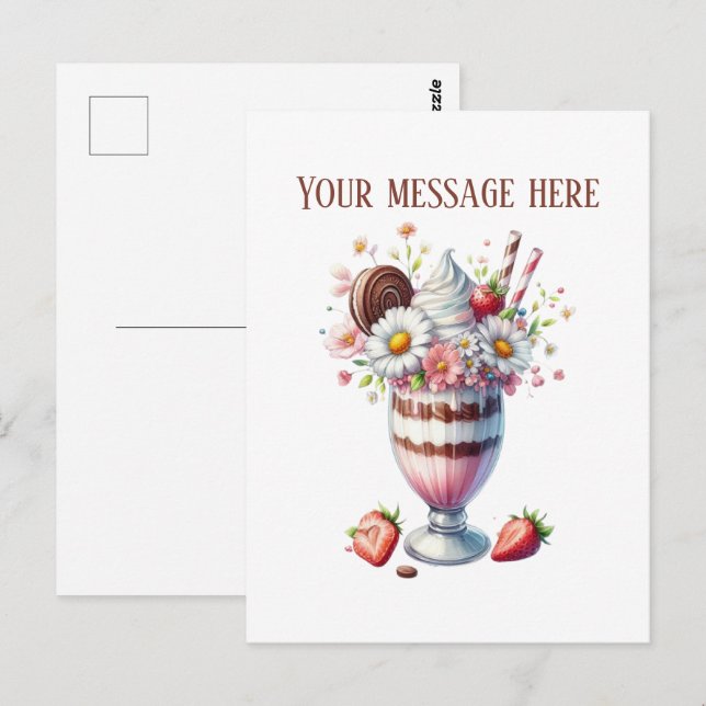 Postal Cute milkshake add message business name  (Anverso / Reverso)
