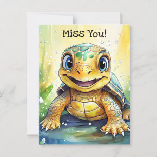 Postal Cute "Miss You" Turtle Tema