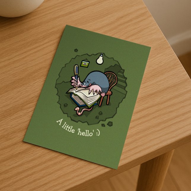 Postal Cute Mole Un Poco De Hola Escribiendo En Burrow Pe (Subido por el creador)