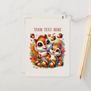 Postal Cute Mommy bebé ardilla agregar texto