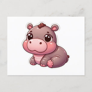 Postal Cute Moo Deng Baby Hippo Card
