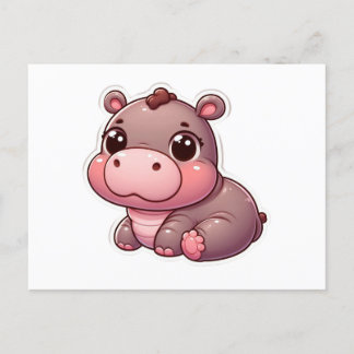 Postal Cute Moo Deng Baby Hippo Card