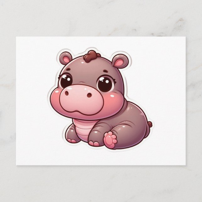Postal Cute Moo Deng Baby Hippo Card (Anverso)