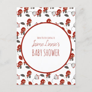 Postal Cute Mushroom Baby Shower Garden Forest Gracias