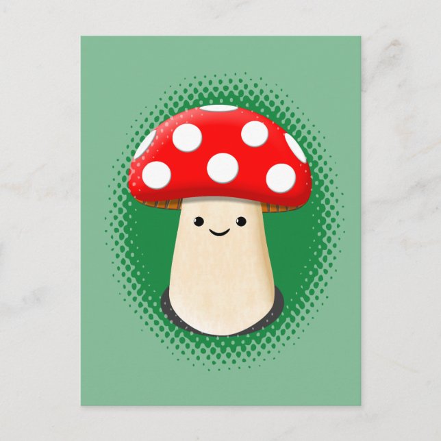Postal Cute Mushroom Green (Anverso)