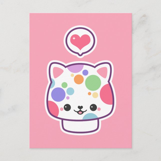 Postal Cute Mushroom Kitty (Anverso)